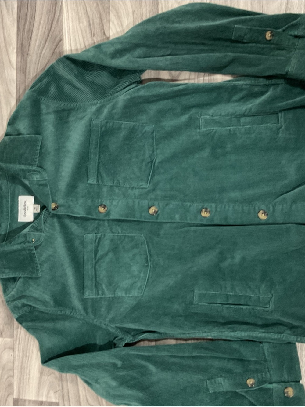 Corduroy Shirt Jacket in Forest Green by Club Monaco